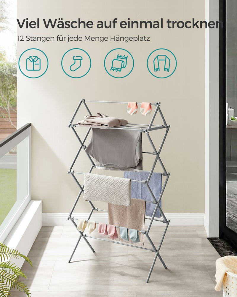Droogrek met stalen frame voor binnen- en buitengebruik - Grijs