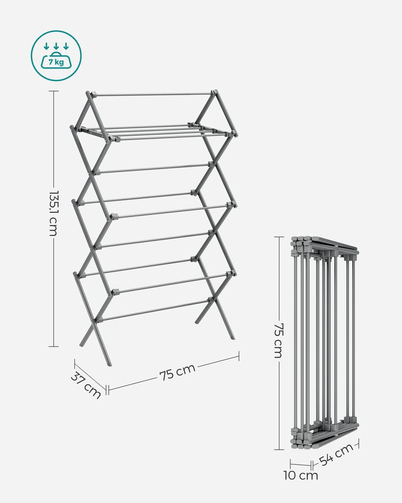Droogrek met stalen frame voor binnen- en buitengebruik - Grijs