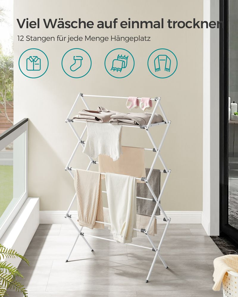 Droogrek met stalen frame voor binnen- en buitengebruik - Wit