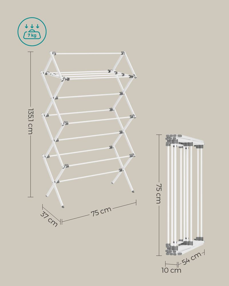 Droogrek met stalen frame voor binnen- en buitengebruik - Wit