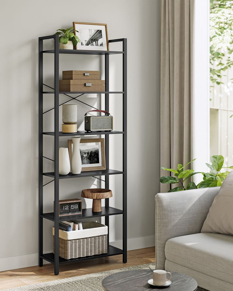 Boekenkast met 6 niveaus - Ebbenhout Zwart