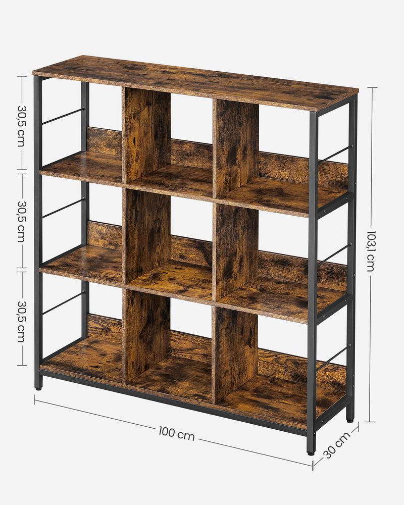Open kast met 9 vakken - Vintagebruin