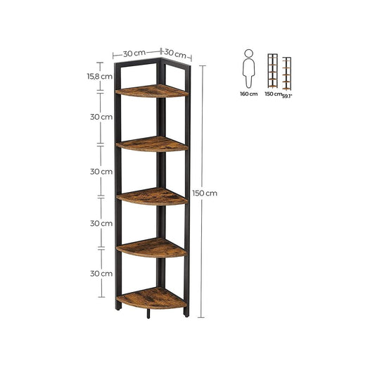 Vrijstaande hoekkast met 5 planken