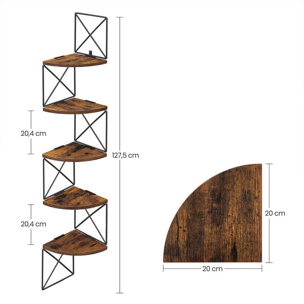 Hoekplank met 5 niveaus wandmontage
