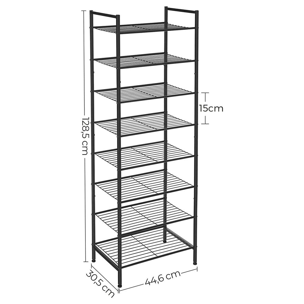 Schoenenrek met 8 niveaus - Zwart