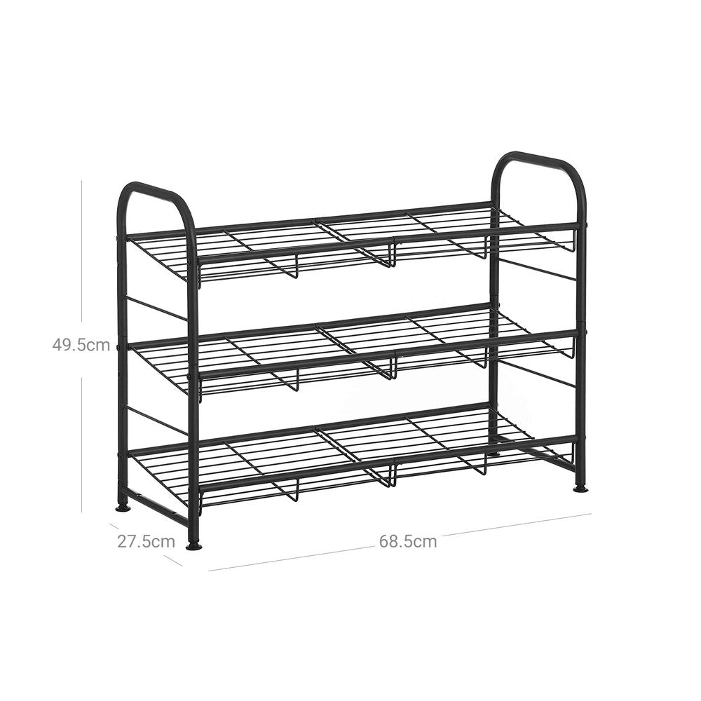 Schoenenrek met 3 planken - Zwart