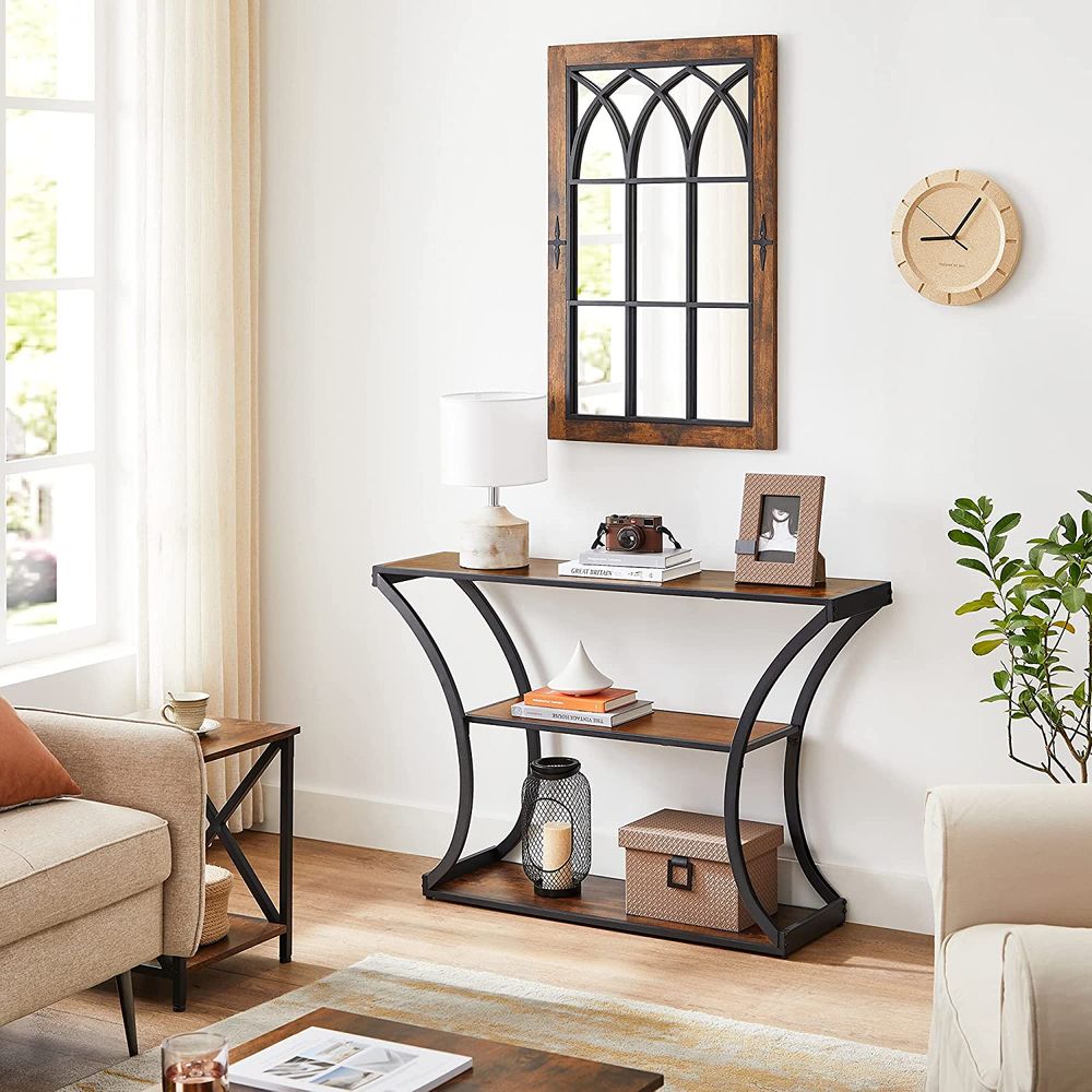 Consoletafel in industriële stijl met 3 planken