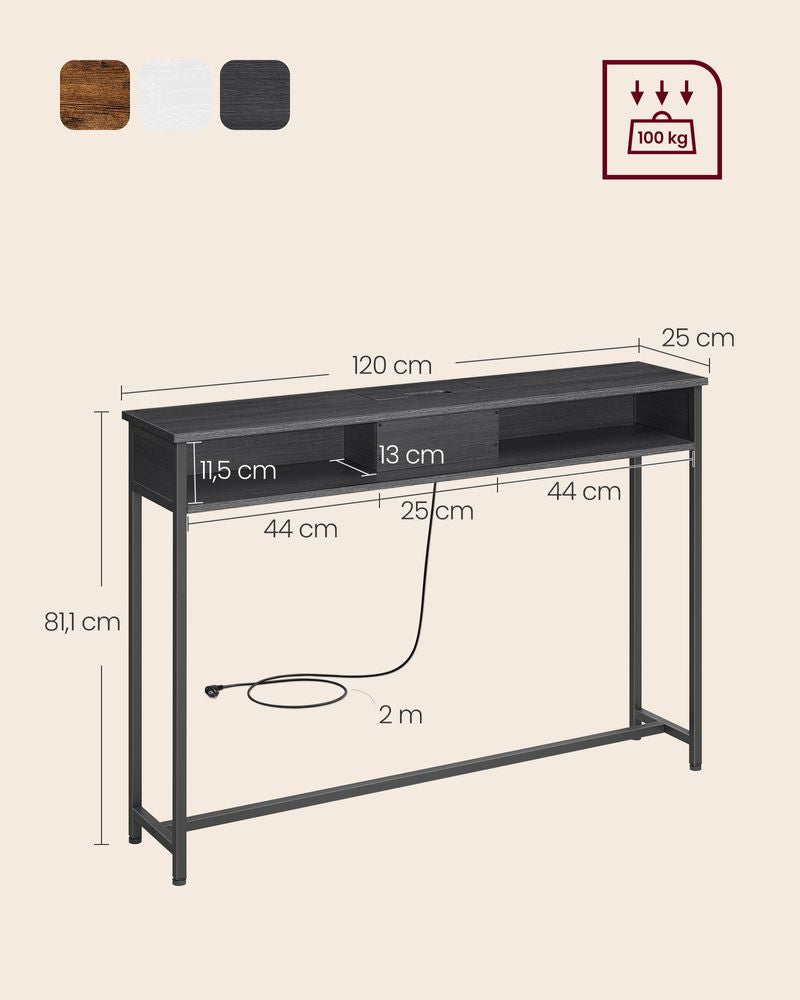Consoletafel met stopcontacten - Antracietgrijs