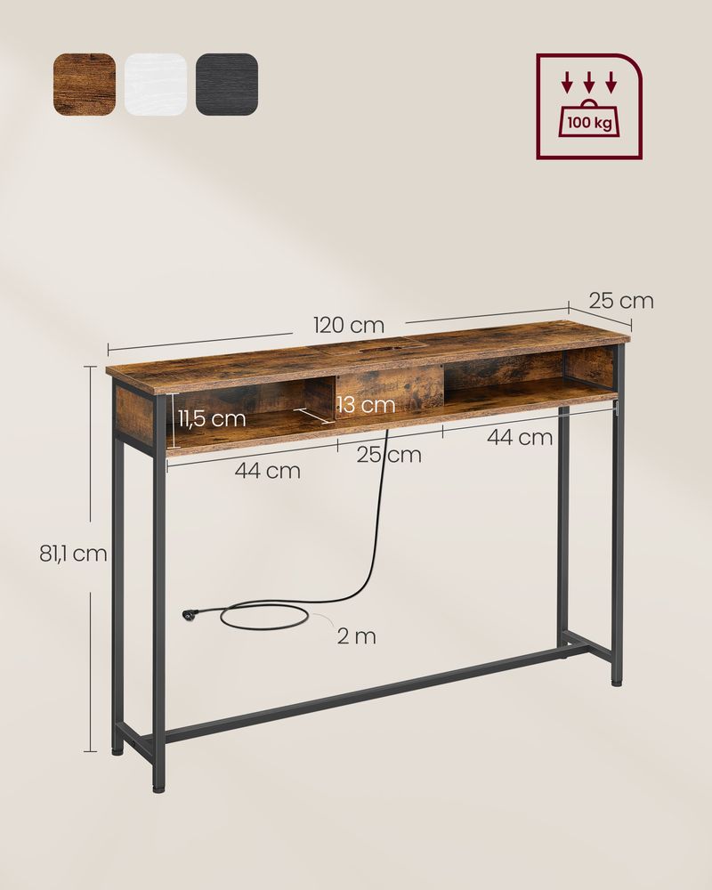 Consoletafel met stopcontacten - Vintagebruin