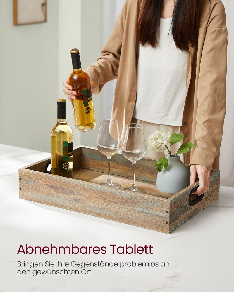 Trolley met afneembaar dienblad - Turkooisbruin + Zwart