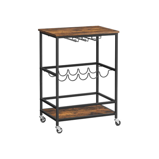 Trolley met Glazen & Flessenhouders - Vintagebruin