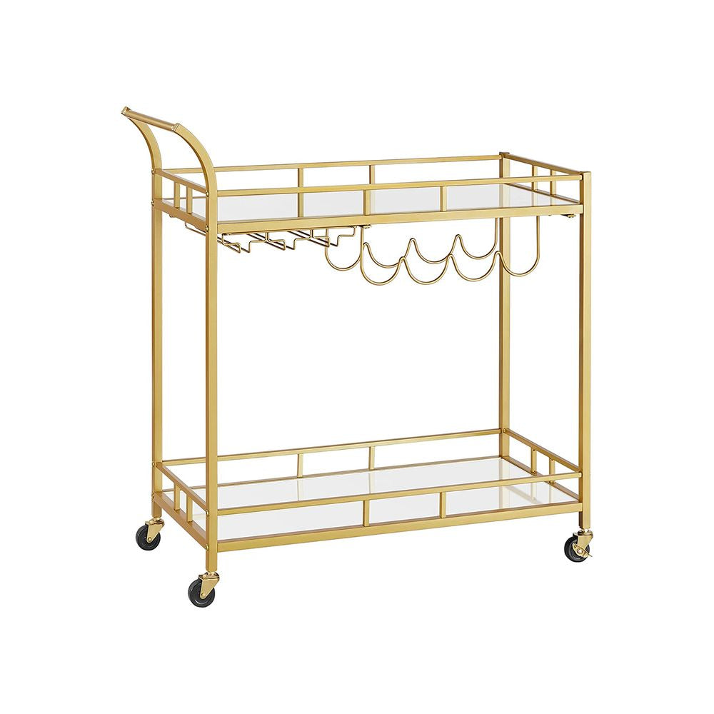 Trolley Metaal met glazen blad - Goud