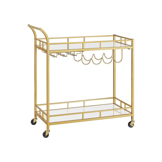 Trolley Metaal met glazen blad - Goud