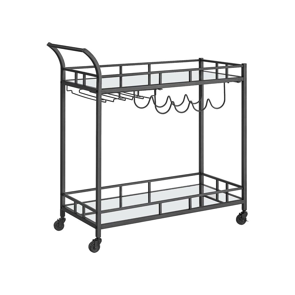 Trolley Metaal met glazen blad - Zwart