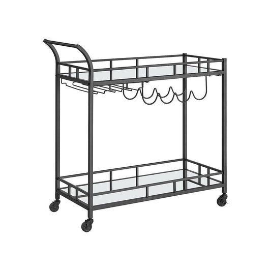 Trolley Metaal met glazen blad - Zwart