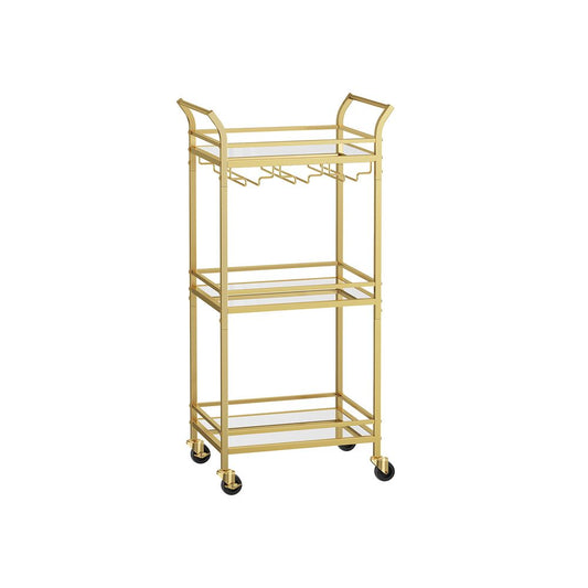 Trolley Metaal met glazen blad - Goud (30 x 46,8 x 92 cm)