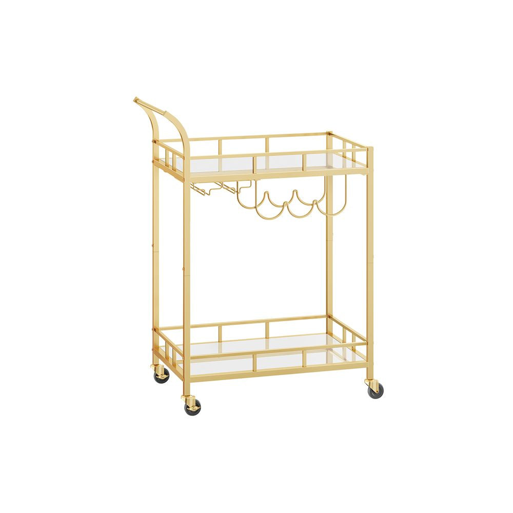 Trolley Metaal met glazen blad - Goud (38 x 60 x 90 cm)