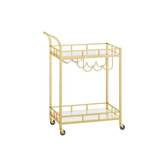Trolley Metaal met glazen blad - Goud (38 x 60 x 90 cm)