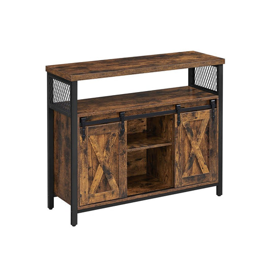 Dressoir met schuifdeuren - Vintagebruin + Zwart