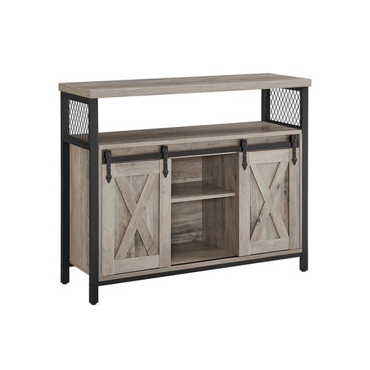 Dressoir met schuifdeuren - Grijs + Zwart