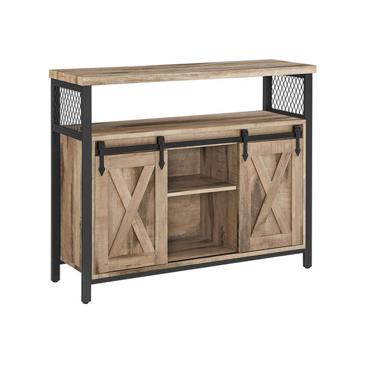 Dressoir met schuifdeuren - Natuurlijk + Zwart