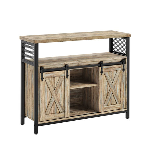 Dressoir met schuifdeuren - Turkooisbruin + Zwart
