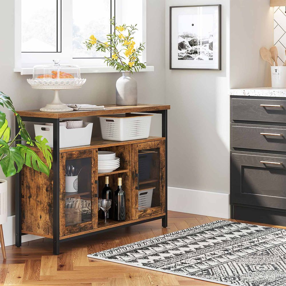 Dressoir met glazen deuren - Vintagebruin