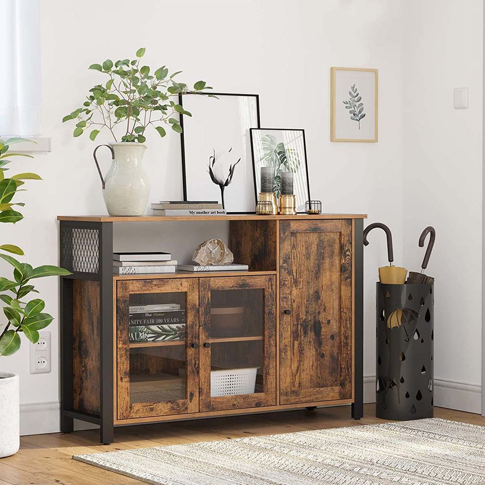 Dressoir met 3 deuren - Vintagebruin + Zwart