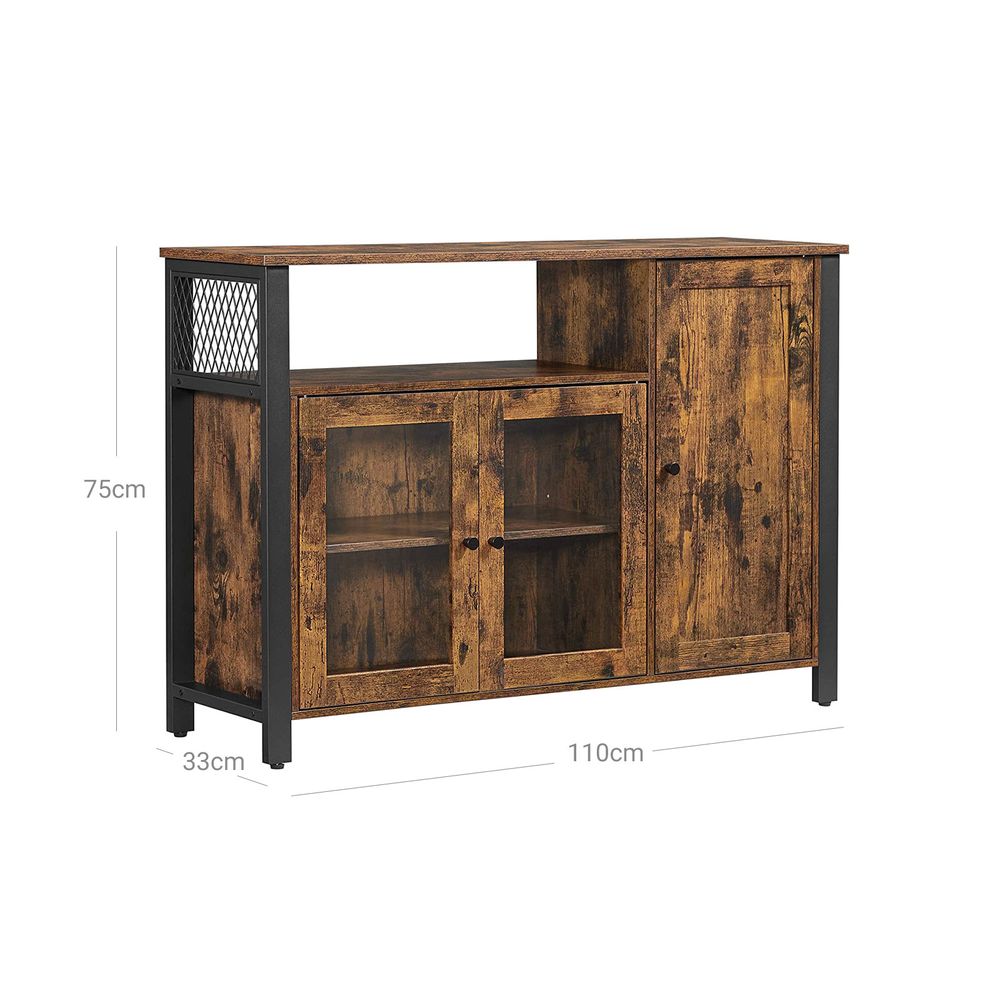 Dressoir met 3 deuren - Vintagebruin + Zwart