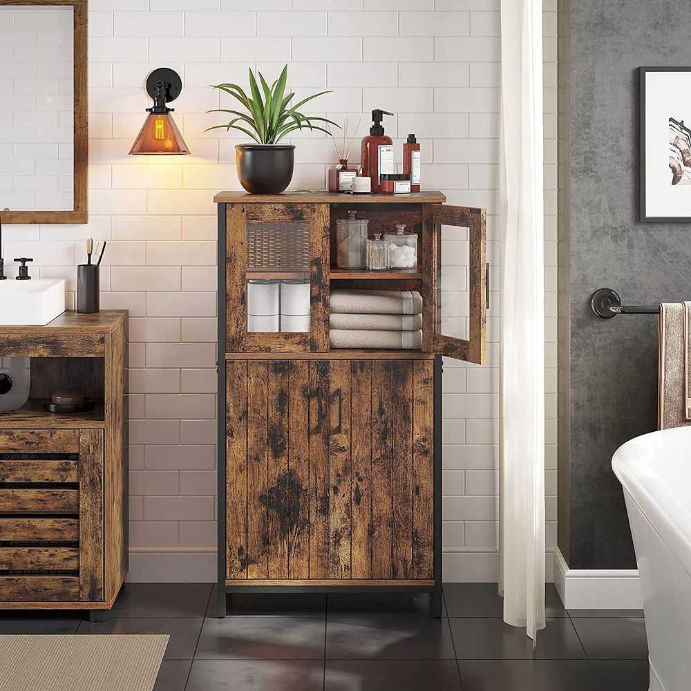 Dressoir met glazen deuren - Vintagebruin