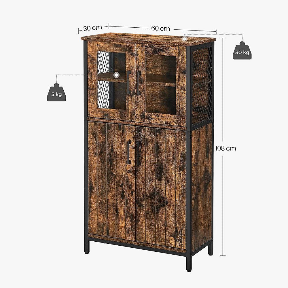 Dressoir met glazen deuren - Vintagebruin