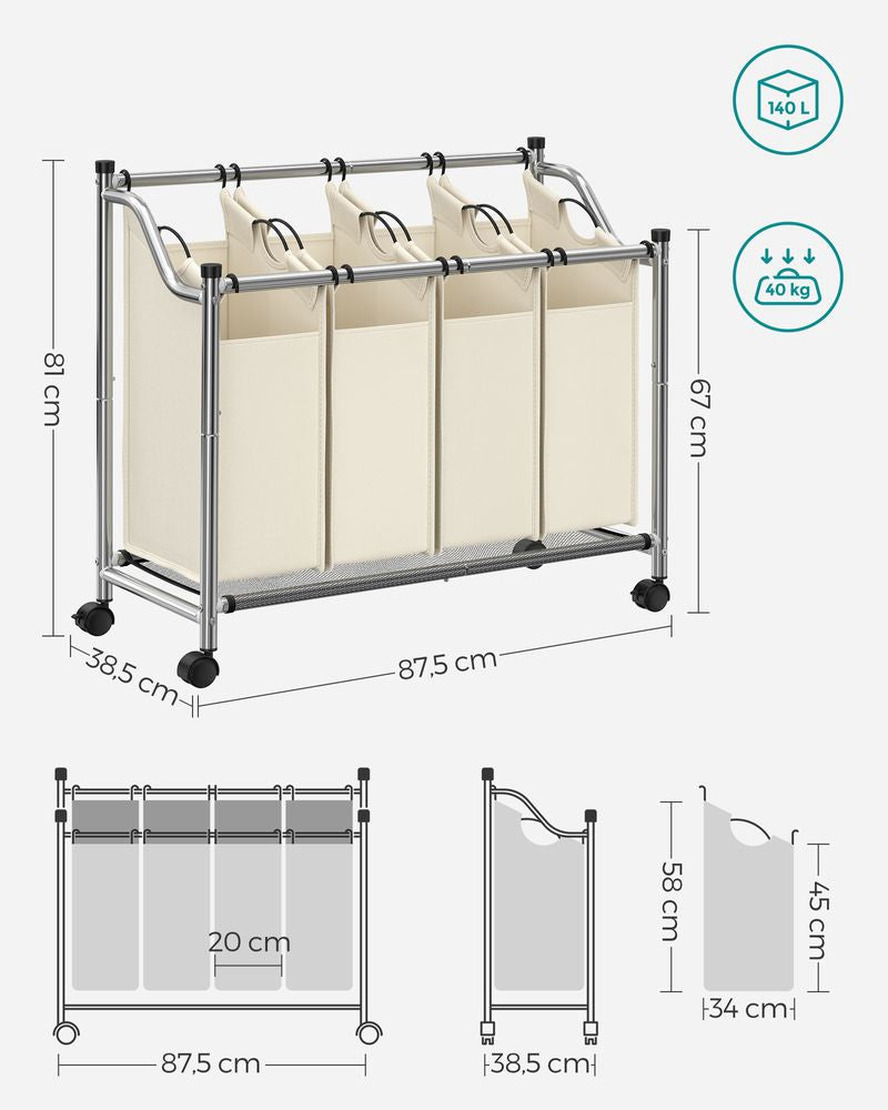 Wasmand 4 vakken - Beige
