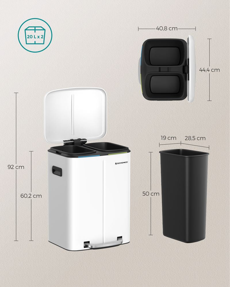 Afvalscheider 40L - Wit