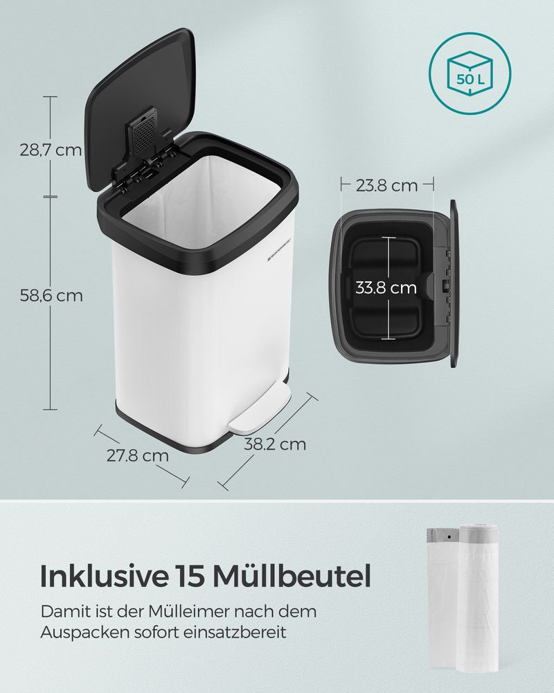 Pedaalemmer 50L - Wit + Zwart