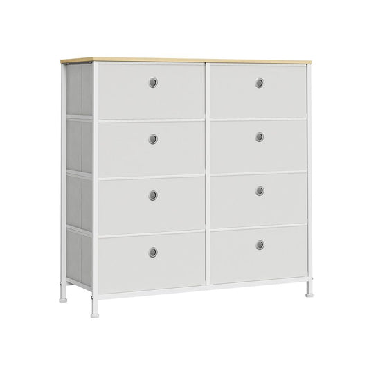Opbergkast met metalen frame - Creme wit + Eiken