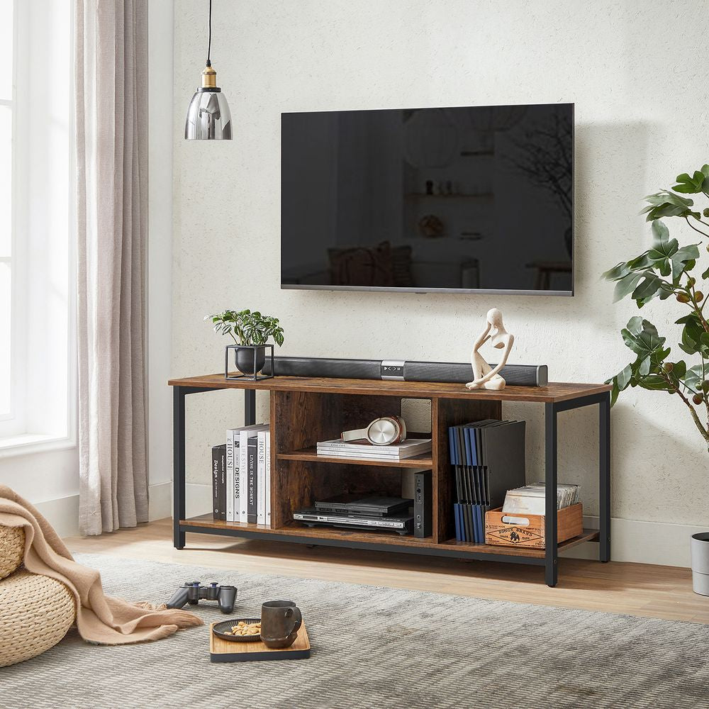 TV-meubel met open vakken 40x120x50 cm - Vintagebruin + Zwart