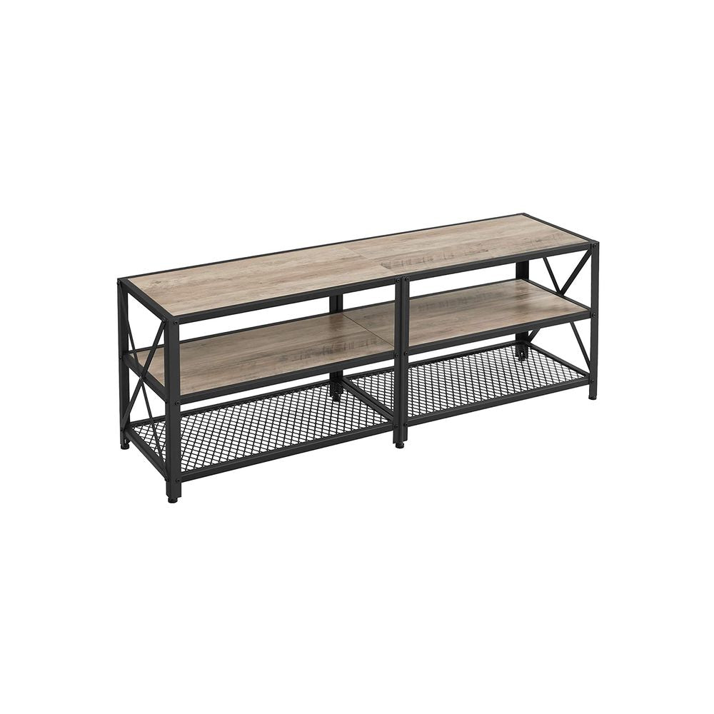 TV meubel met planken - Grijs + Zwart (Tot 60 inch)