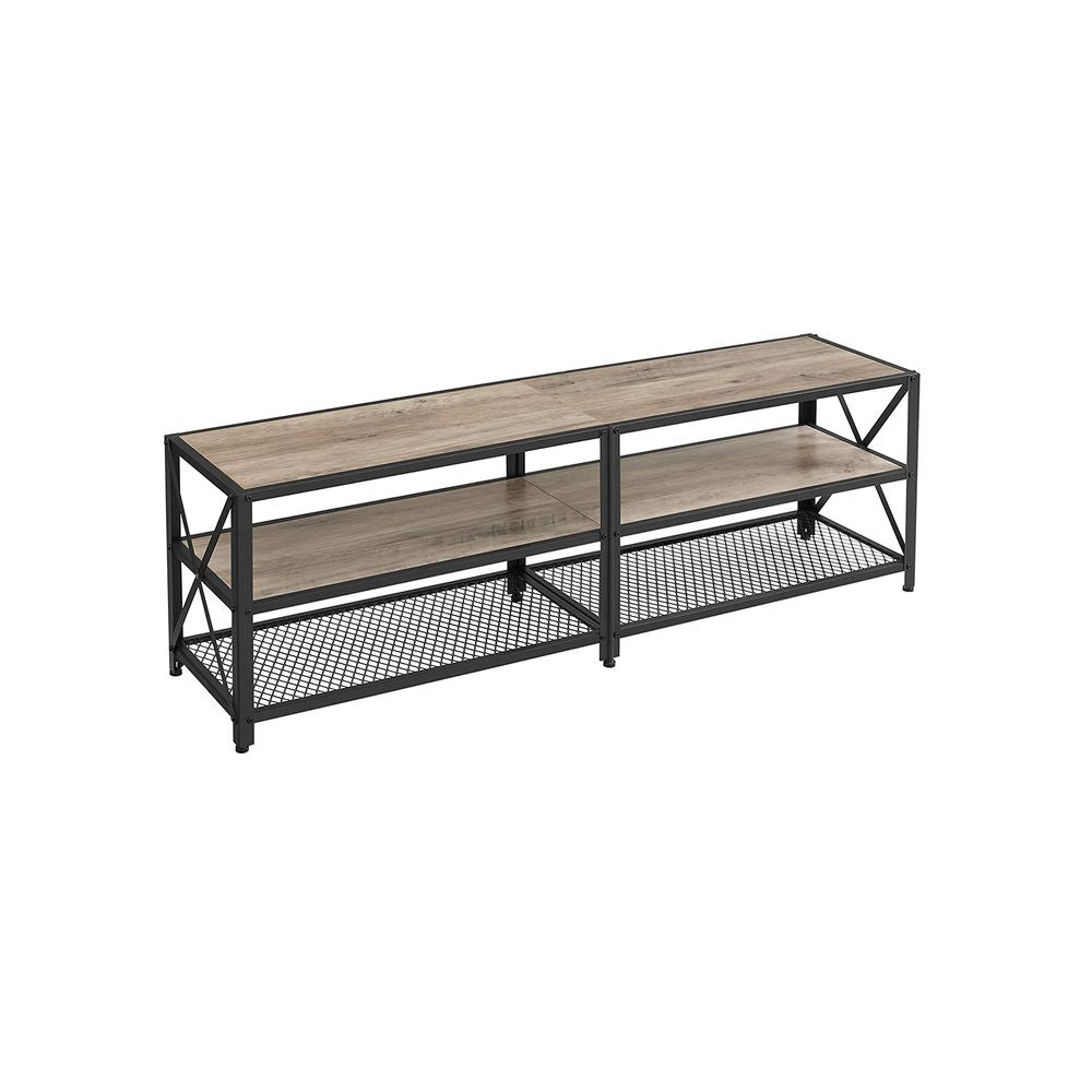 TV meubel met planken - Grijs + Zwart (Tot 70 inch)
