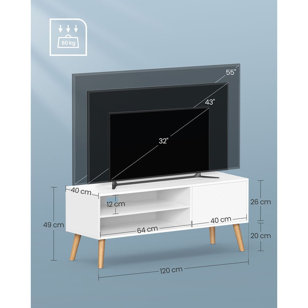 TV-meubel met 1 deur 40 x 120 x 49 cm - Wit