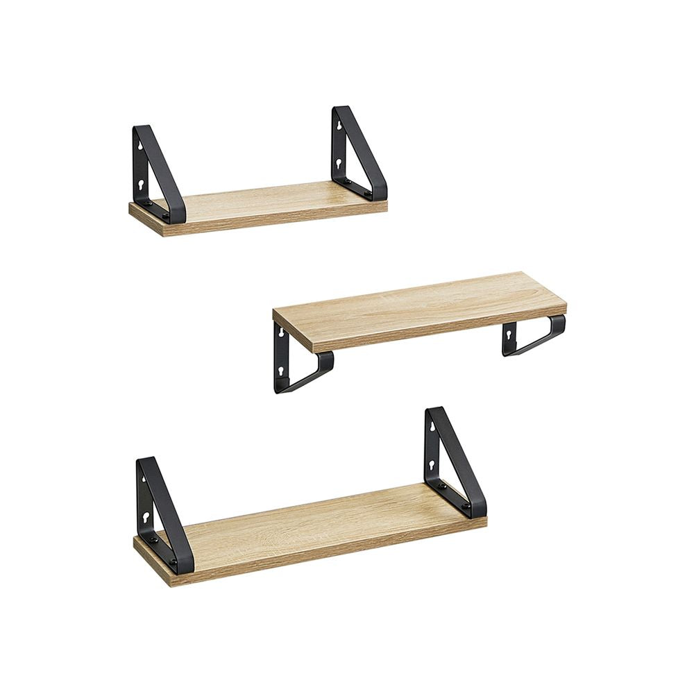 Wandplanken - Eiken + Zwart (Set van 3)