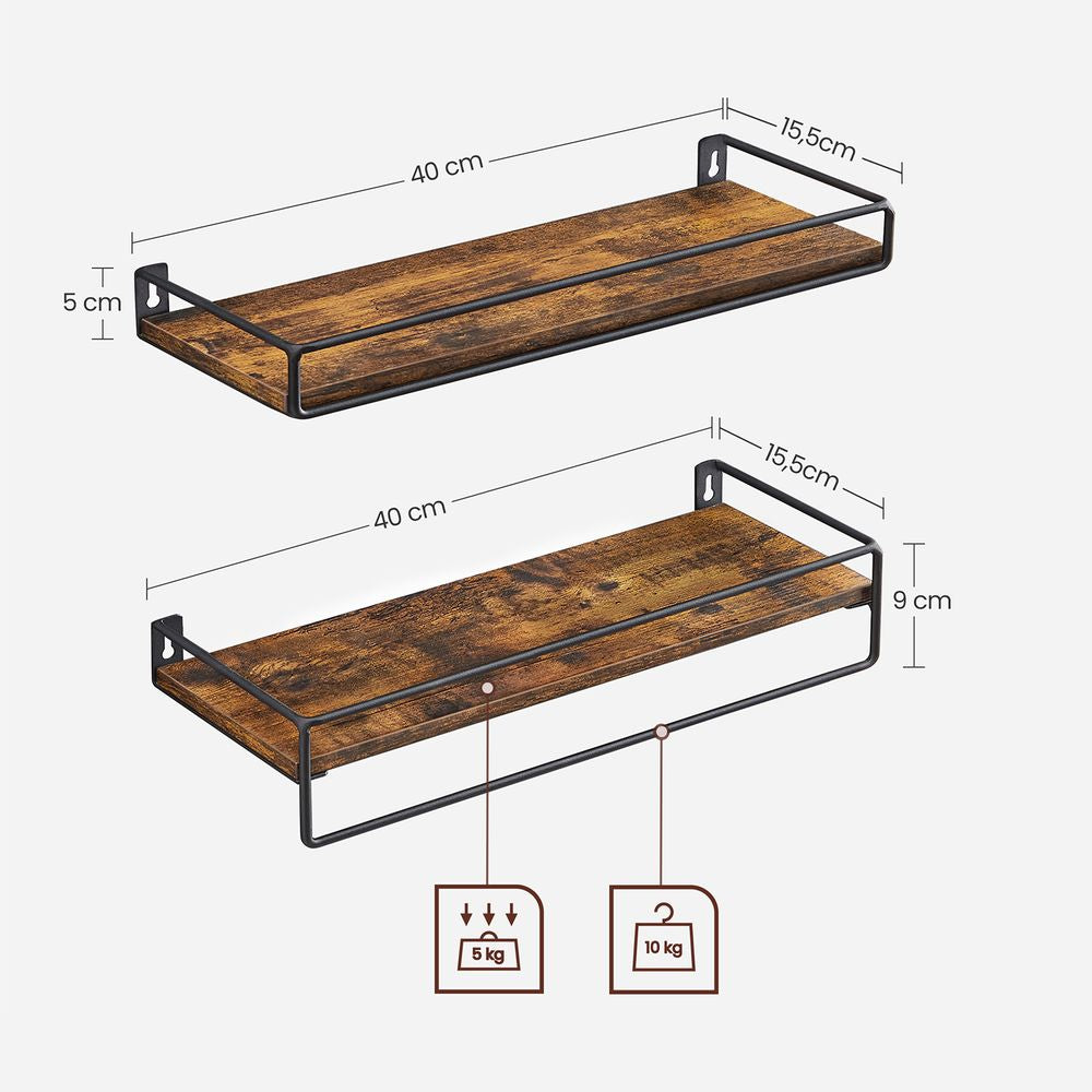 Wandplanken - Vintagebruin (Set van 2)
