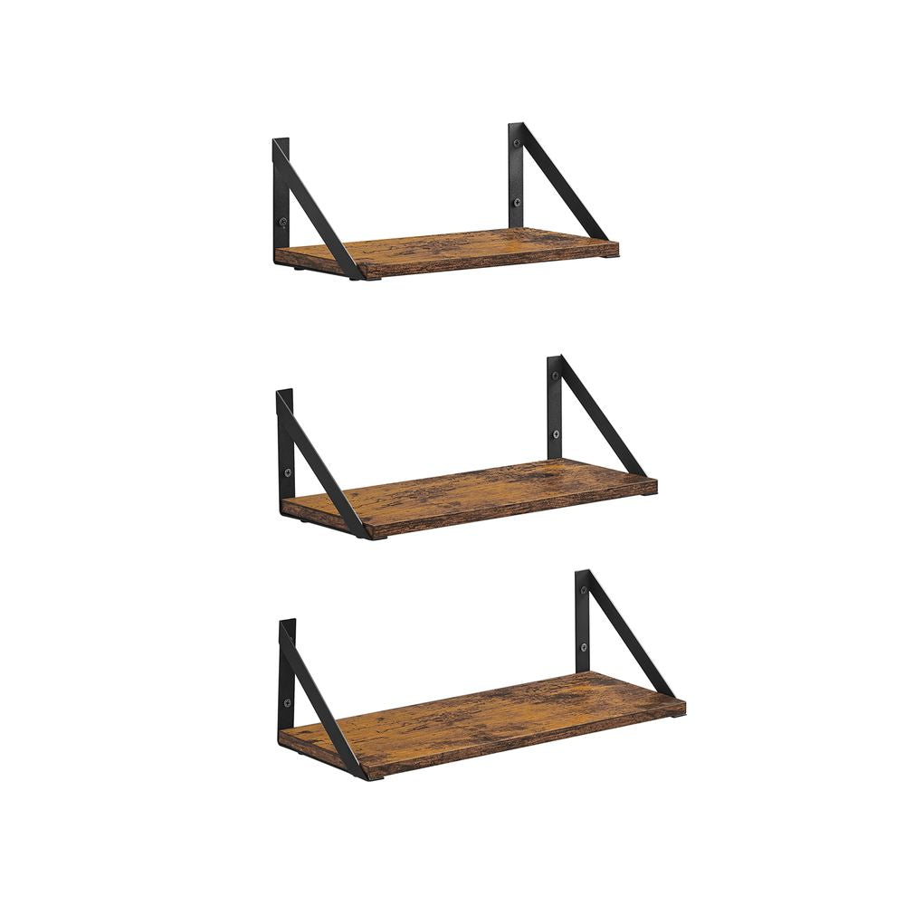 Wandplanken - Vintagebruin + Zwart (Set van 3)
