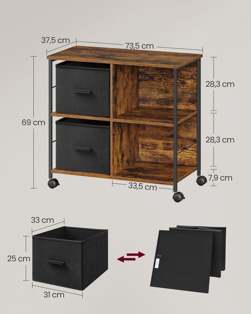 Kantoorkast met 2 lades - Vintagebruin