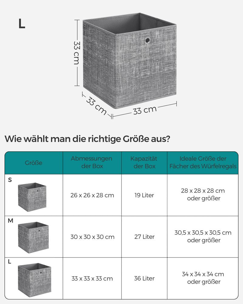 Opbergdoos 6x 33CM - Grijs Gemêleerd