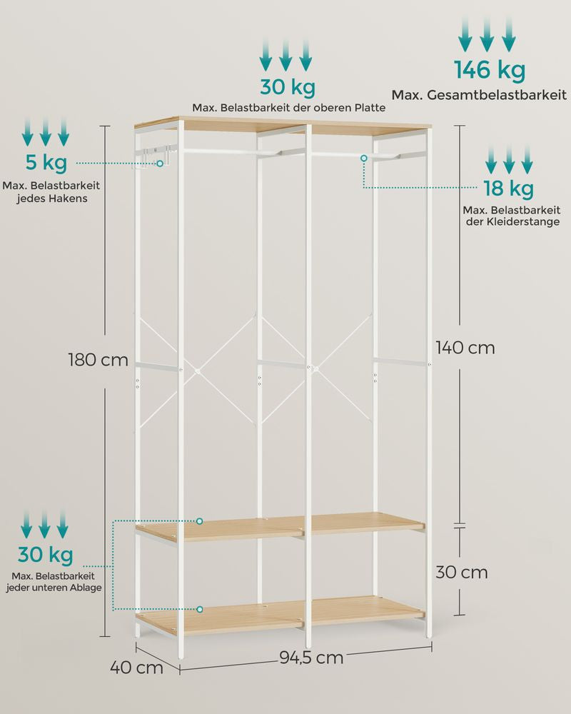 Open kledingkast 40 x 94,5 x 180 cm - Naturel Beige