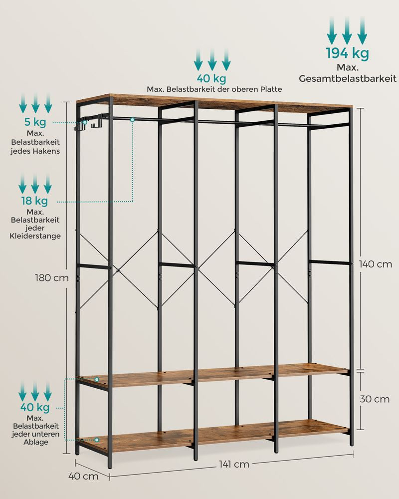 Open kledingkast 40 x 141 x 180 cm - Vintagebruin