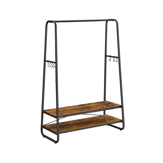 Kledingrek met 2 planken - Vintagebruin + Zwart