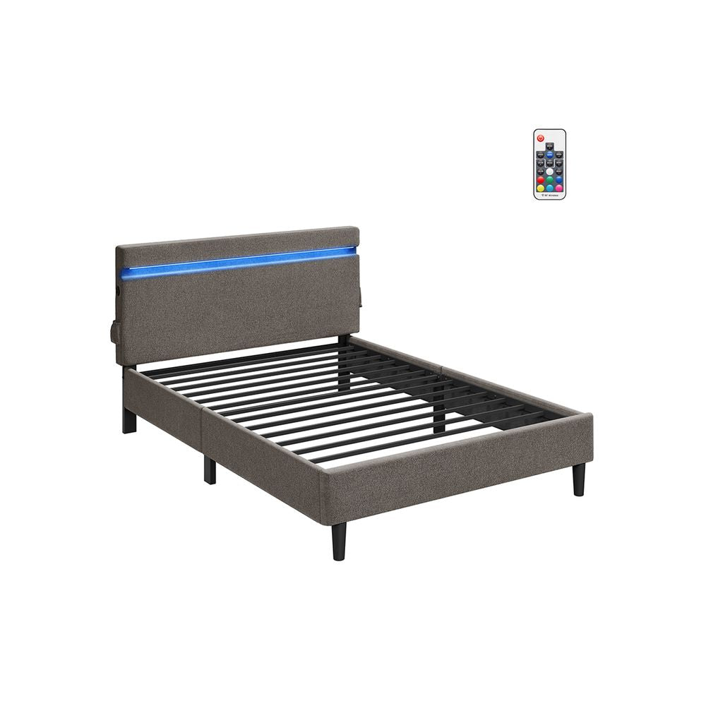 Tweepersoonsbed 140 x 200 cm LED-verlichting - Donkergrijs