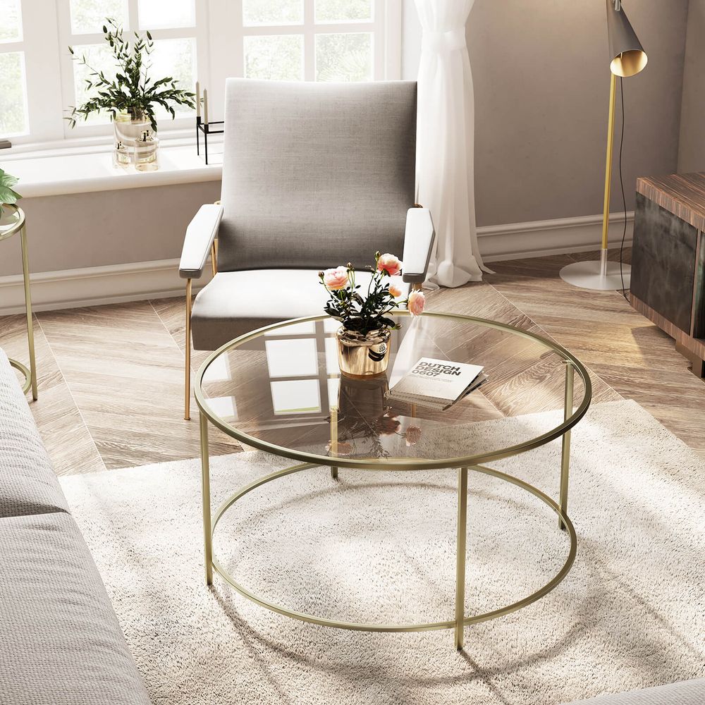 Ronde salontafel met glazen oppervlak