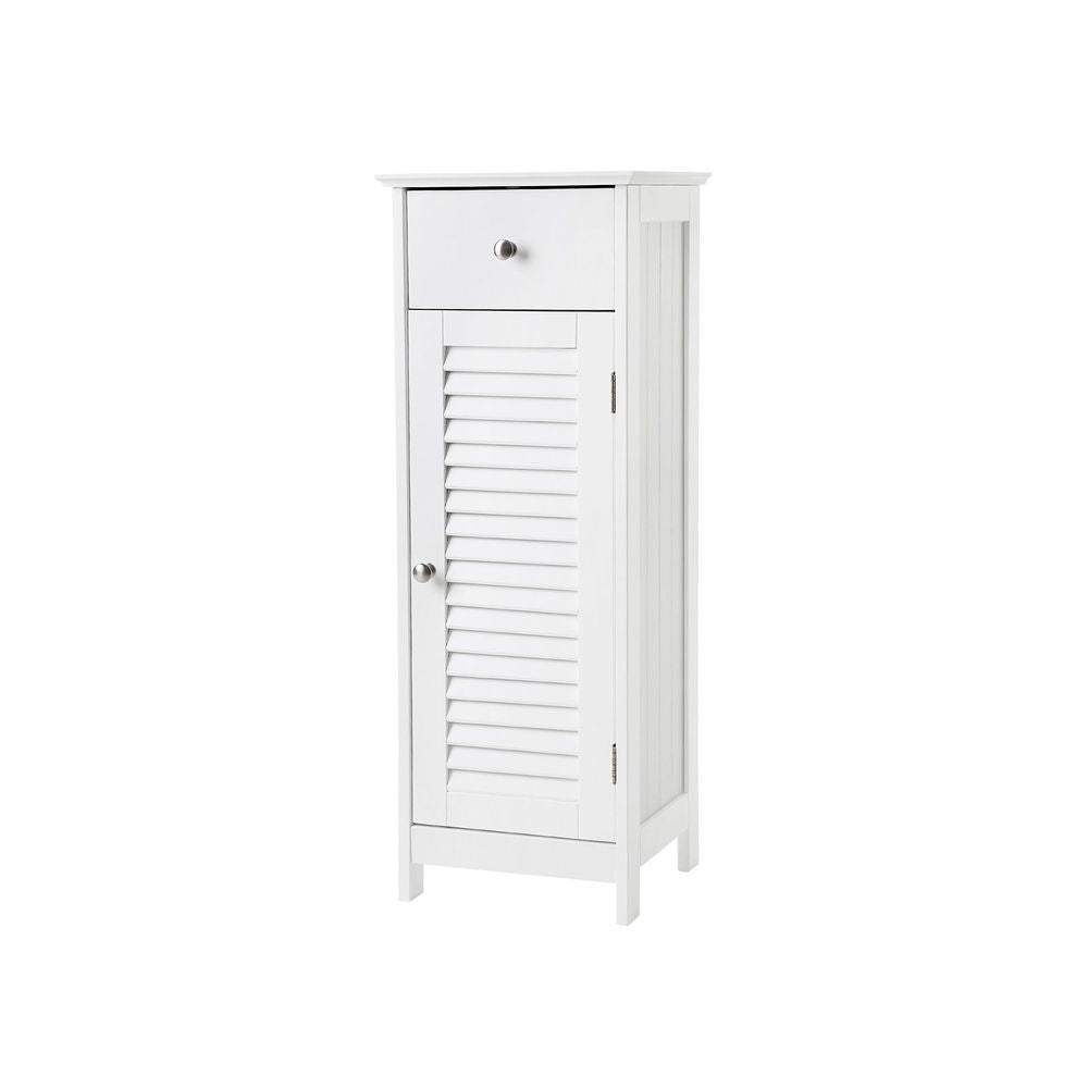 Smalle kast met lattendeur & lade - Wit